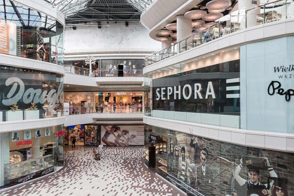 Interior of a multi-level retail shopping center